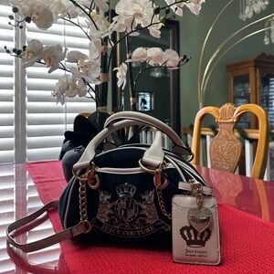 NWT Juicy Couture Black and Cream Classic Scottie Dogs Satchel